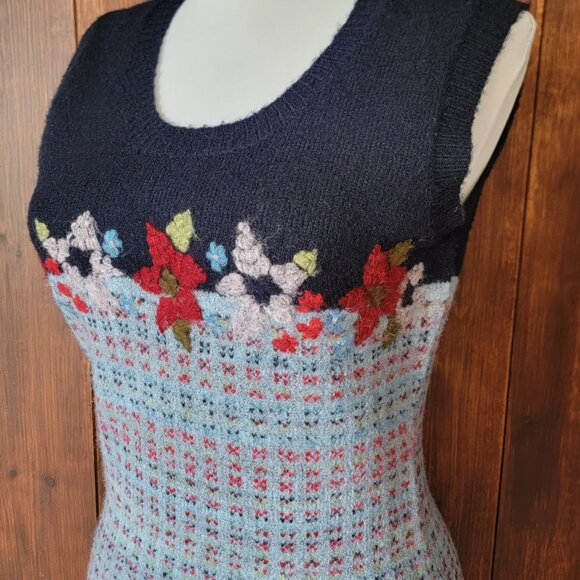 Vintage Arizona Jean Women M Fuzzy Floral Sweater Vest NWT 90s Y2K Cottagecore - Picture 4 of 10